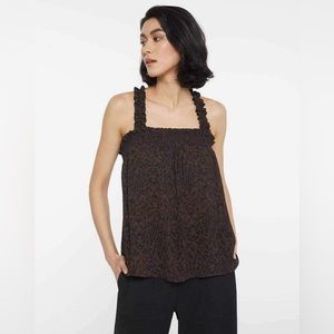 SIGNATURE REITMANS SMOCKED STRAPS ANIMAL PRINT TOP